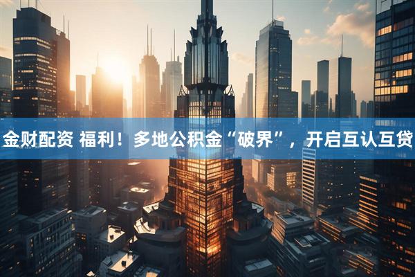 金财配资 福利！多地公积金“破界”，开启互认互贷