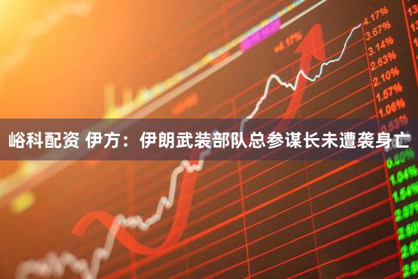 峪科配资 伊方：伊朗武装部队总参谋长未遭袭身亡